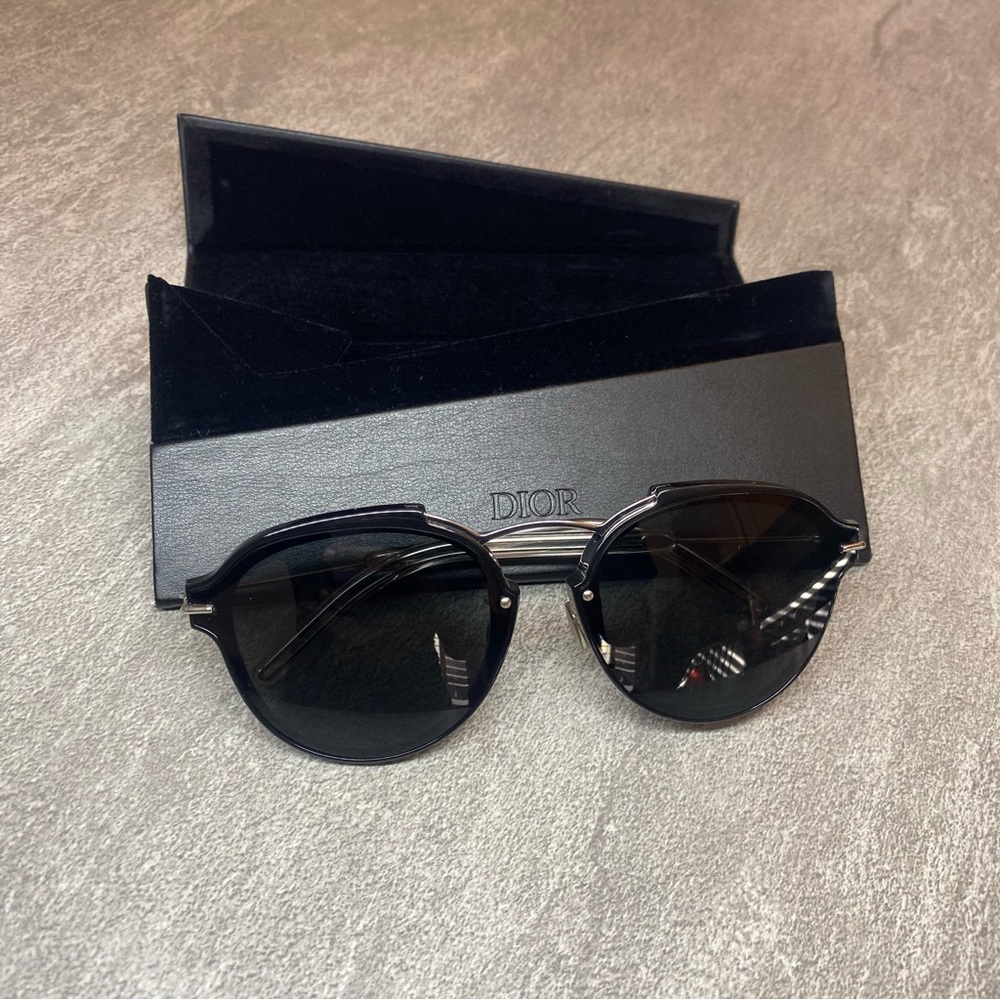 Christian Dior Eclat Women’s Round Sunglasses Black Silver RMGP9 Italy 60-13 135 - Picture 11 of 13
